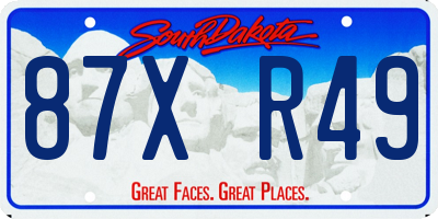 SD license plate 87XR49