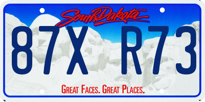 SD license plate 87XR73