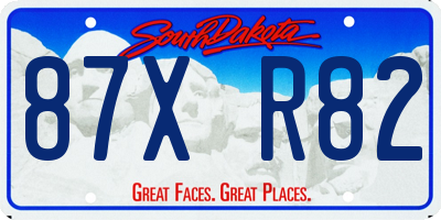 SD license plate 87XR82