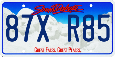 SD license plate 87XR85