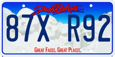 SD license plate 87XR92
