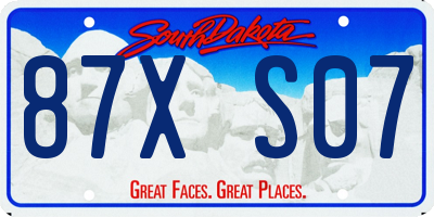 SD license plate 87XS07