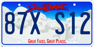 SD license plate 87XS12