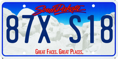 SD license plate 87XS18