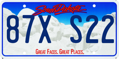 SD license plate 87XS22