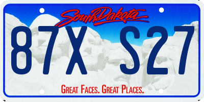 SD license plate 87XS27