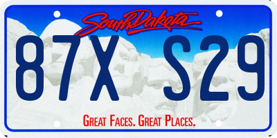 SD license plate 87XS29