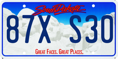 SD license plate 87XS30
