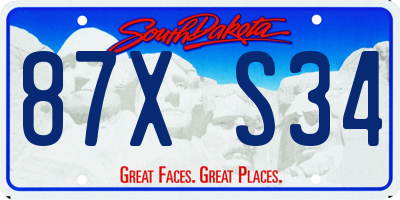 SD license plate 87XS34