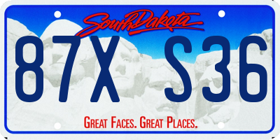 SD license plate 87XS36