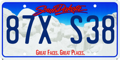 SD license plate 87XS38