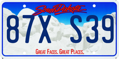 SD license plate 87XS39