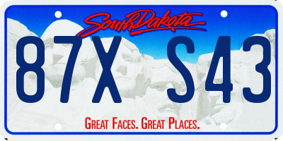 SD license plate 87XS43