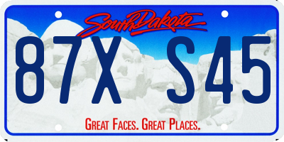 SD license plate 87XS45
