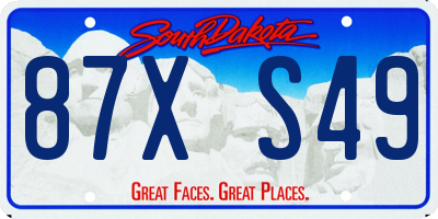 SD license plate 87XS49