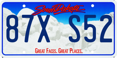 SD license plate 87XS52