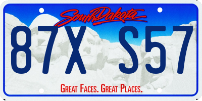 SD license plate 87XS57