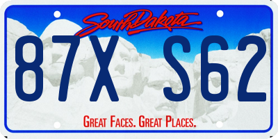 SD license plate 87XS62