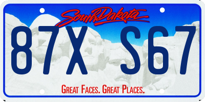SD license plate 87XS67
