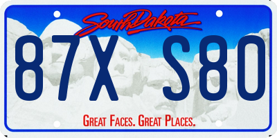 SD license plate 87XS80