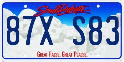 SD license plate 87XS83