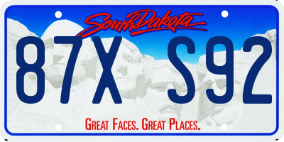 SD license plate 87XS92