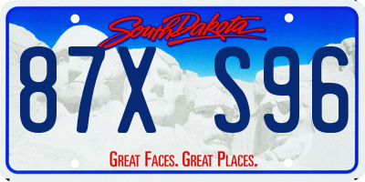 SD license plate 87XS96