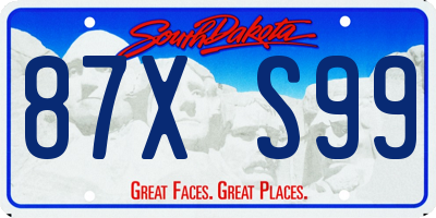 SD license plate 87XS99