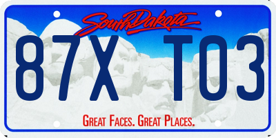 SD license plate 87XT03