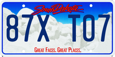 SD license plate 87XT07