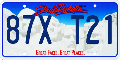 SD license plate 87XT21