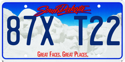 SD license plate 87XT22