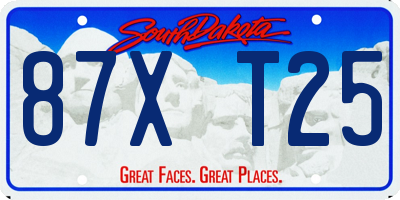 SD license plate 87XT25