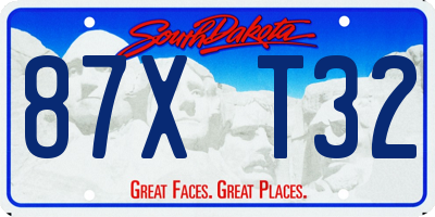 SD license plate 87XT32