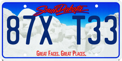 SD license plate 87XT33