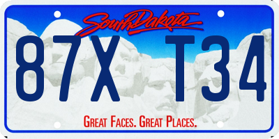 SD license plate 87XT34