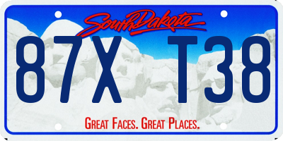 SD license plate 87XT38