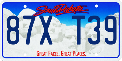 SD license plate 87XT39