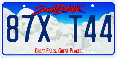 SD license plate 87XT44