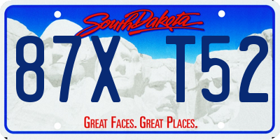SD license plate 87XT52