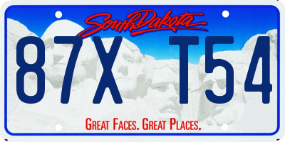 SD license plate 87XT54