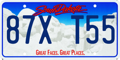 SD license plate 87XT55