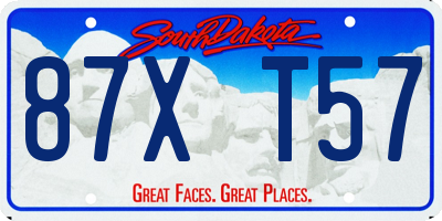 SD license plate 87XT57