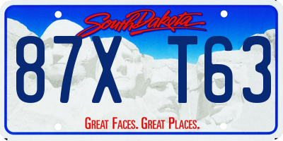 SD license plate 87XT63