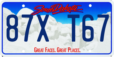 SD license plate 87XT67