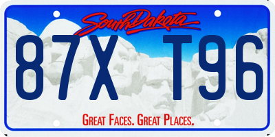 SD license plate 87XT96