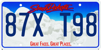 SD license plate 87XT98