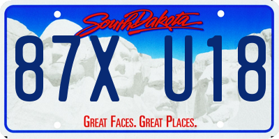 SD license plate 87XU18