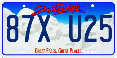SD license plate 87XU25