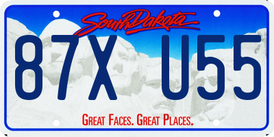 SD license plate 87XU55